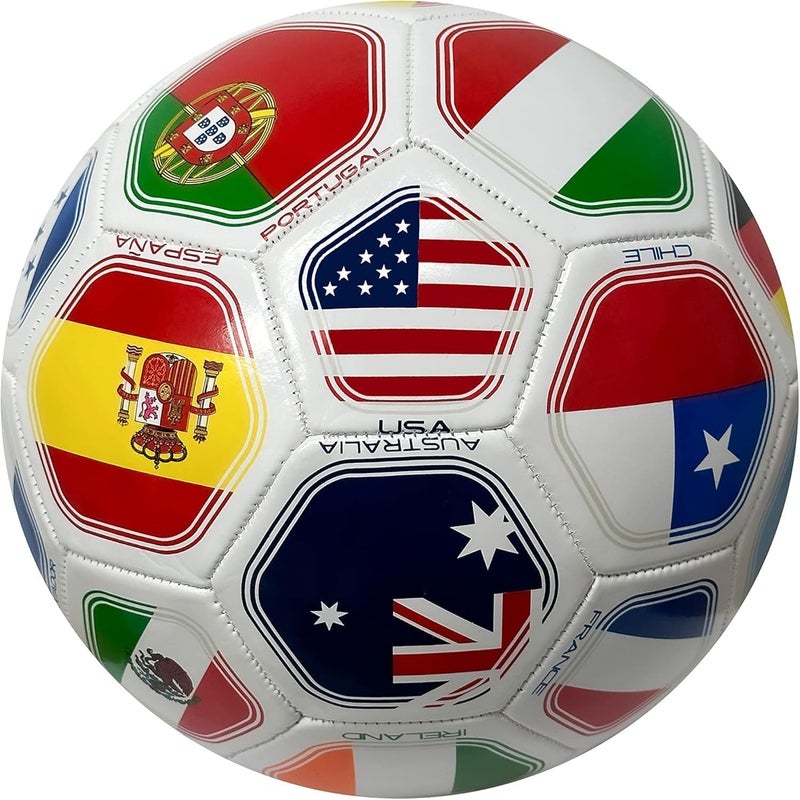Tripact Inc كرة قدم تدريبية خارجية علم العالم لكأس العالم 2026 - الحجم 5 - أبيض - Image 1